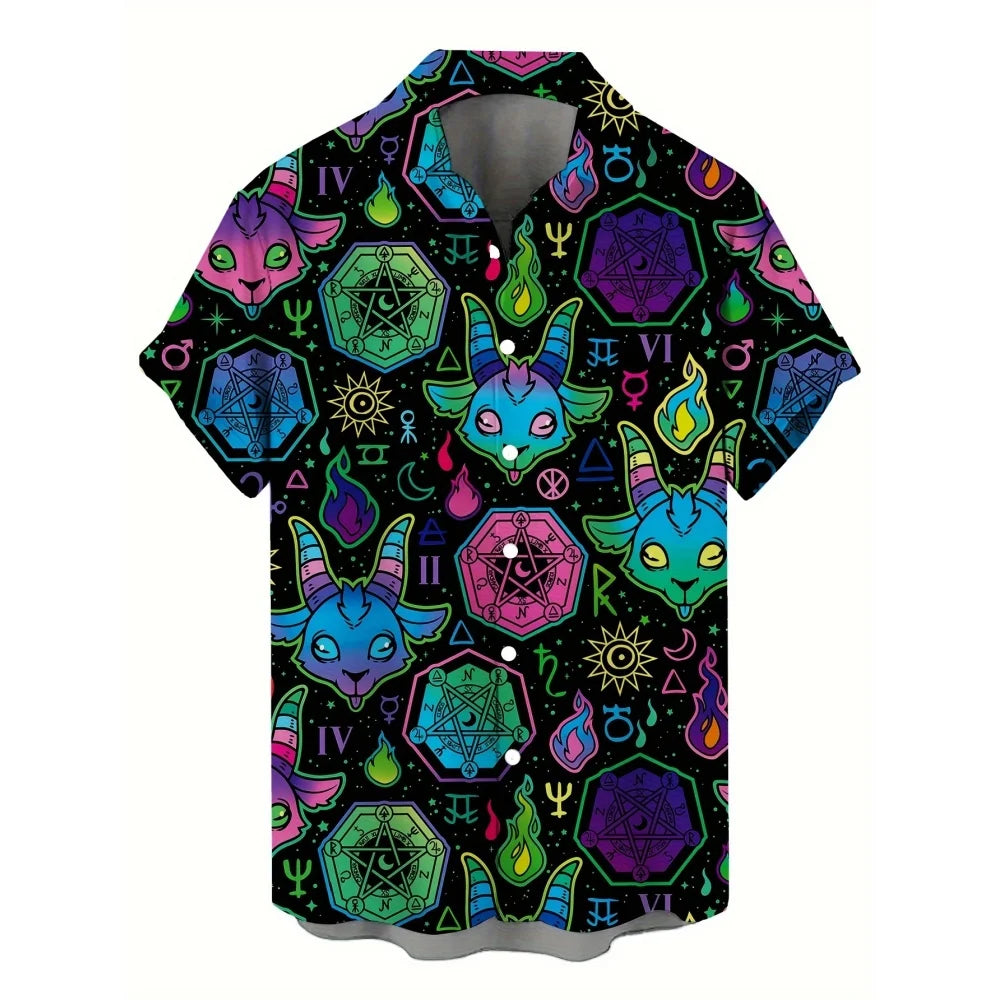 Men's Gothic Skull Print Casual Shirt