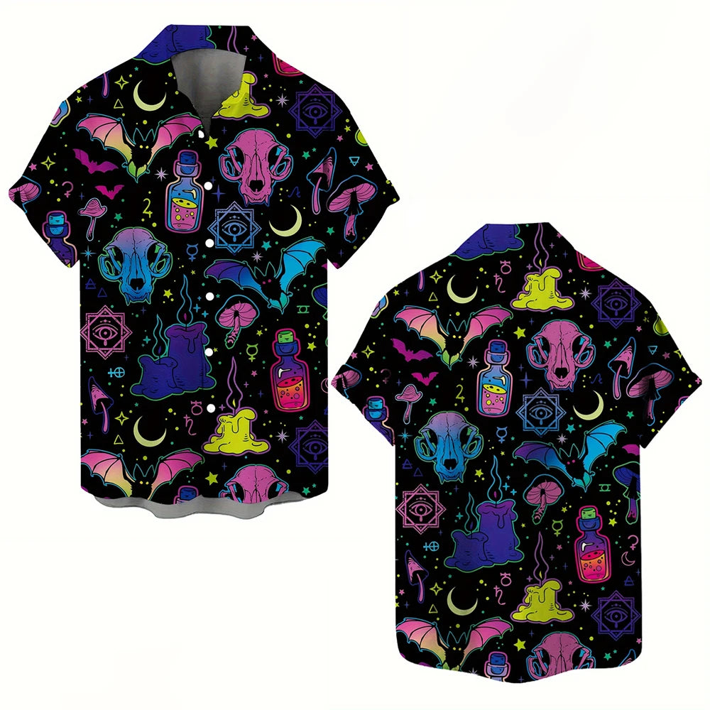Men's Gothic Skull Print Casual Shirt
