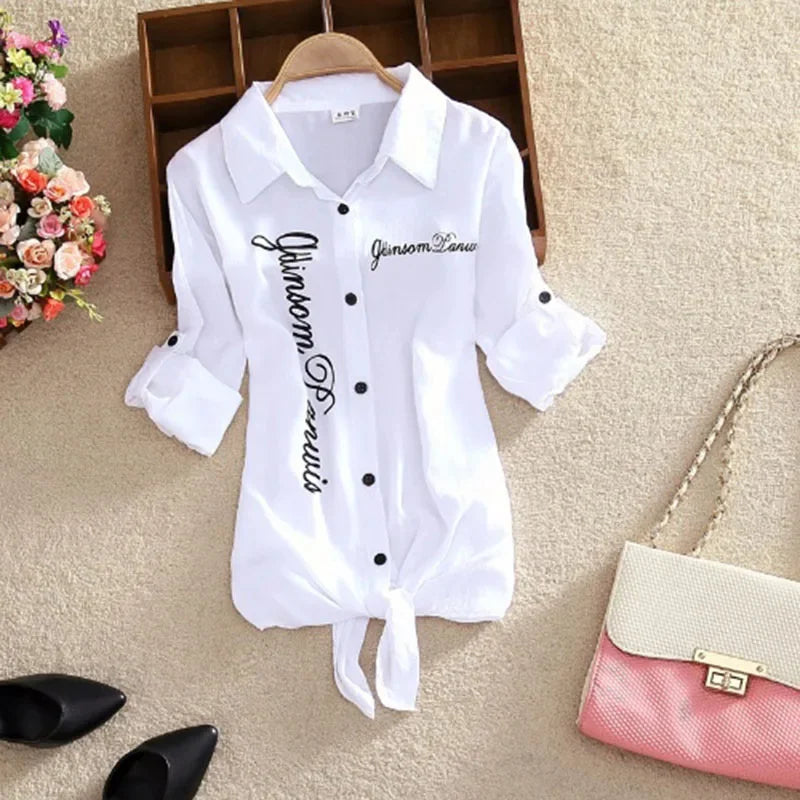 Elegant Charm Tie Front Blouse