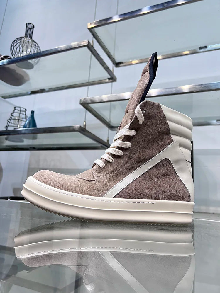 High Top Quality Trainers Ro Lace Up Suede Leather Zip Flat Luxur Unissex