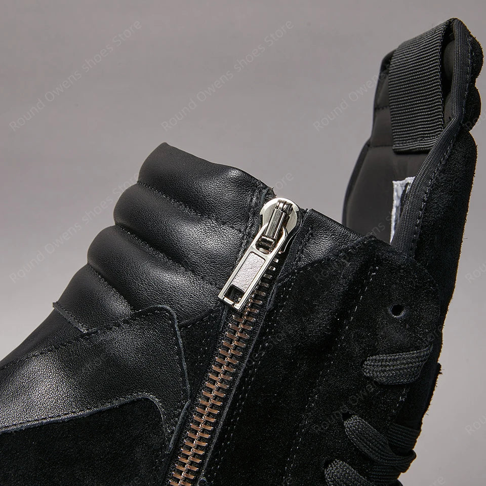 High Top Quality Trainers Ro Lace Up Suede Leather Zip Flat Luxur Unissex