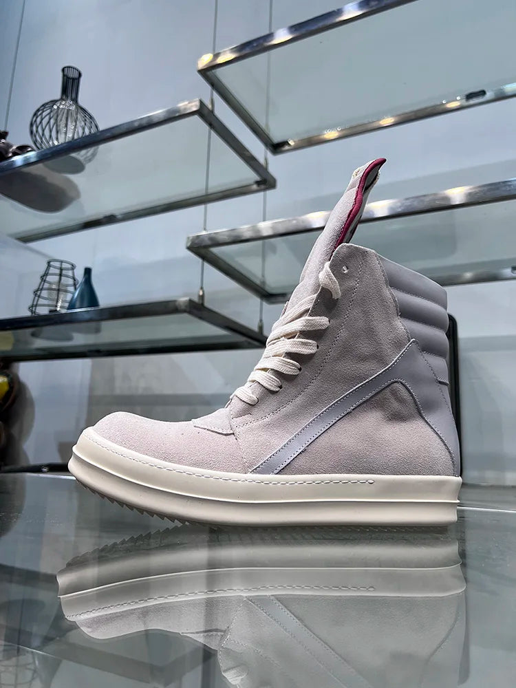 High Top Quality Trainers Ro Lace Up Suede Leather Zip Flat Luxur Unissex