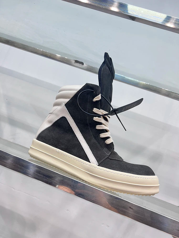 High Top Quality Trainers Ro Lace Up Suede Leather Zip Flat Luxur Unissex