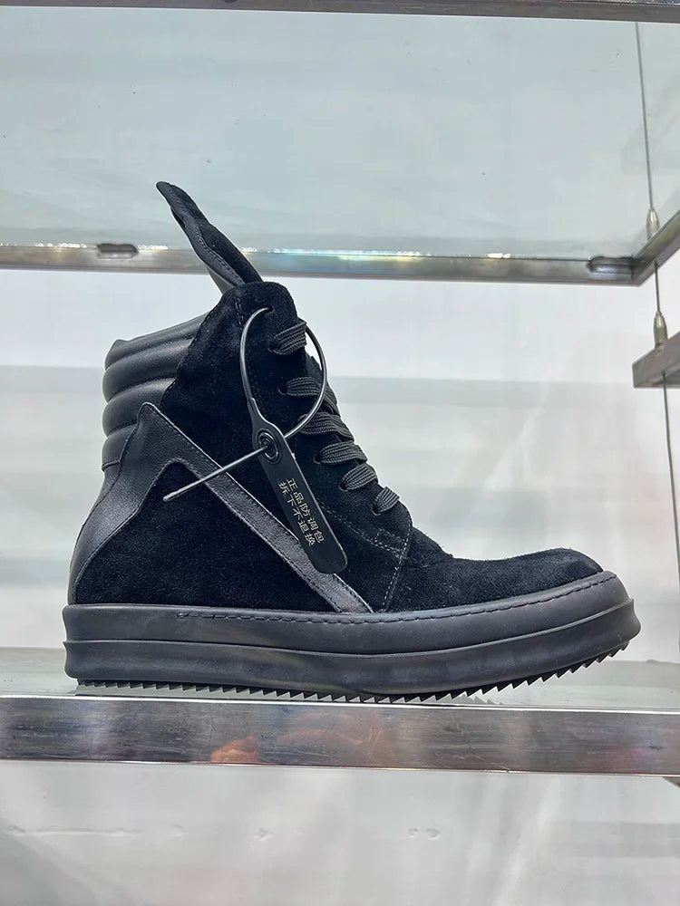 High Top Quality Trainers Ro Lace Up Suede Leather Zip Flat Luxur Unissex