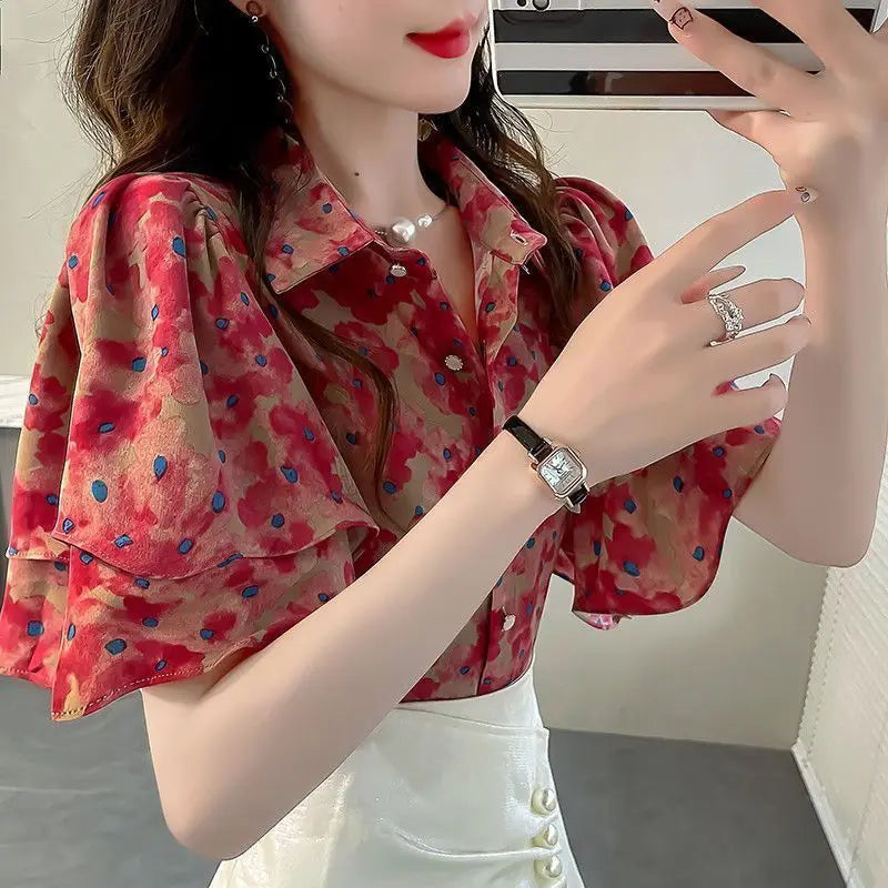 Midnight Elegance Ruffle Blouse