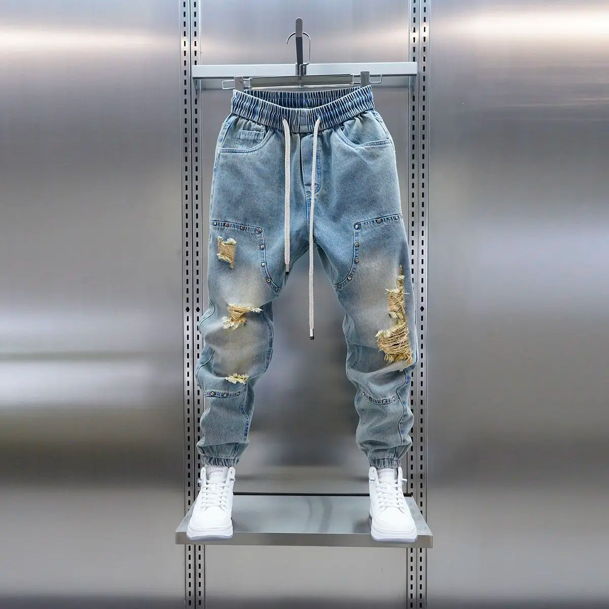 Urban Flex Distressed Denim Joggers