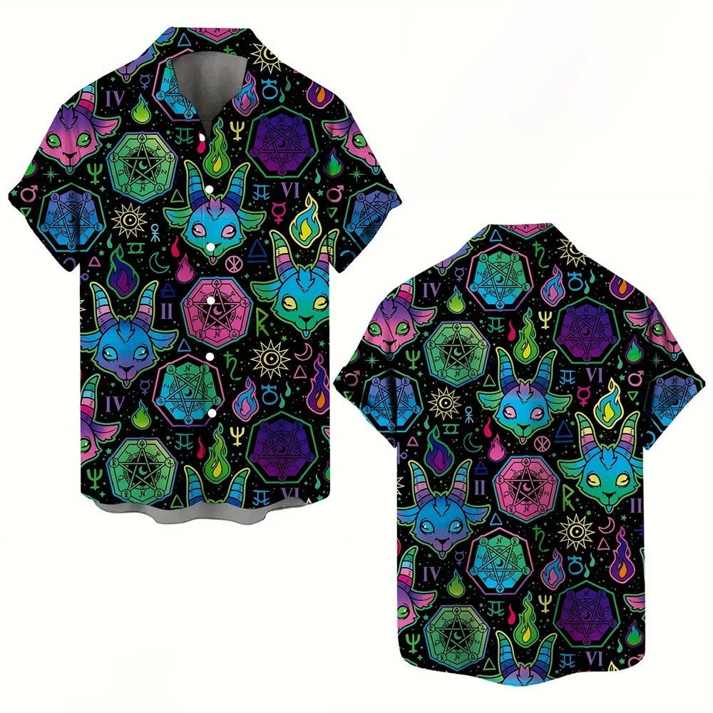 Men's Gothic Skull Print Casual Shirt