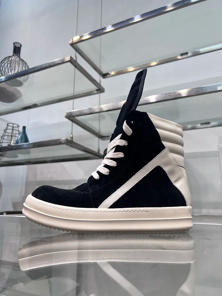 High Top Quality Trainers Ro Lace Up Suede Leather Zip Flat Luxur Unissex