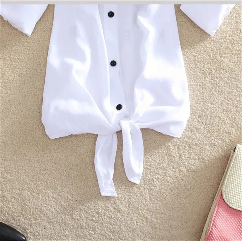 Elegant Charm Tie Front Blouse
