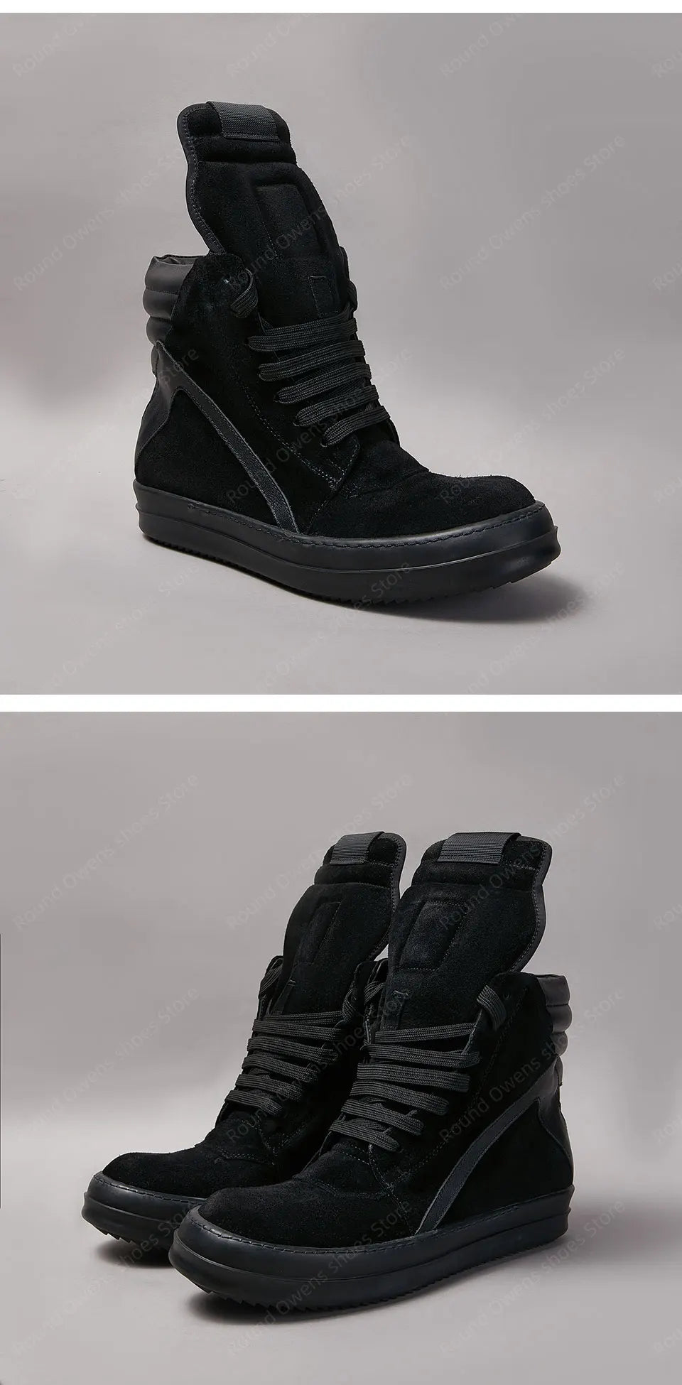 High Top Quality Trainers Ro Lace Up Suede Leather Zip Flat Luxur Unissex