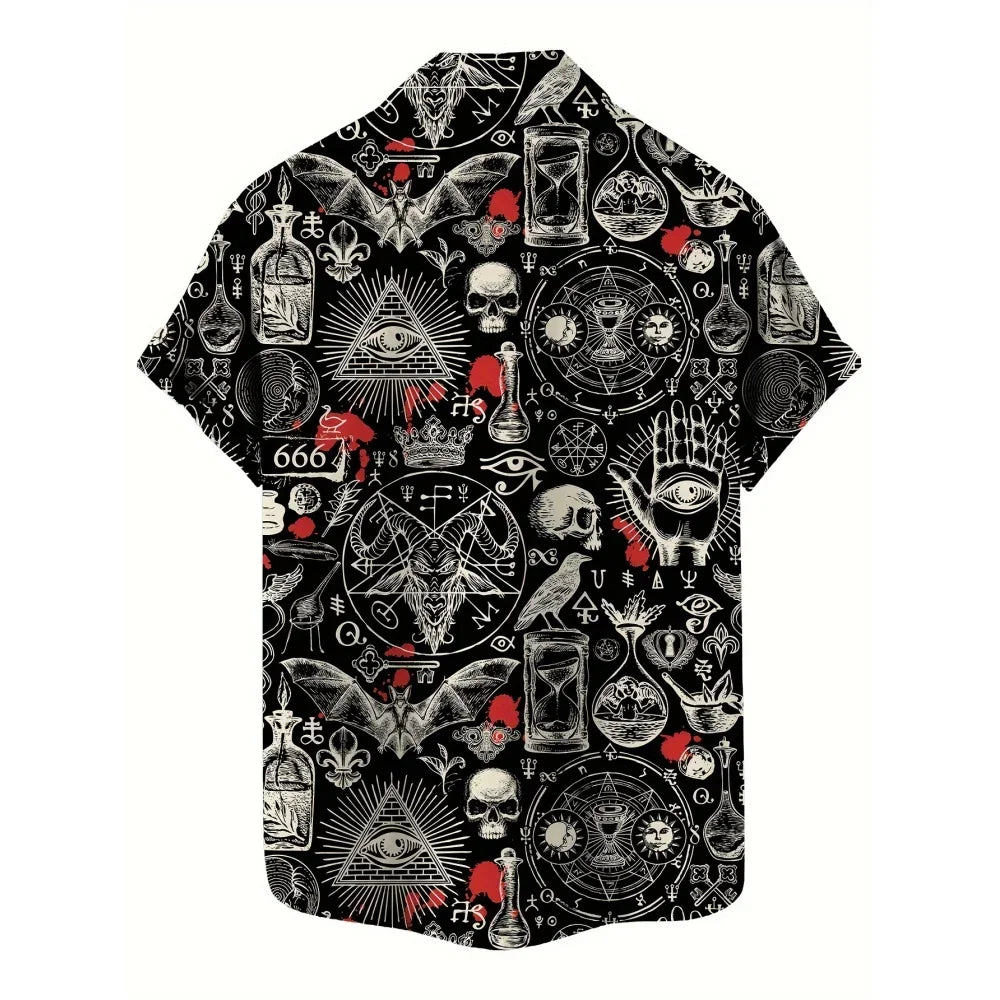Men's Gothic Skull Print Casual Shirt