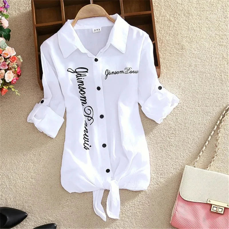 Elegant Charm Tie Front Blouse